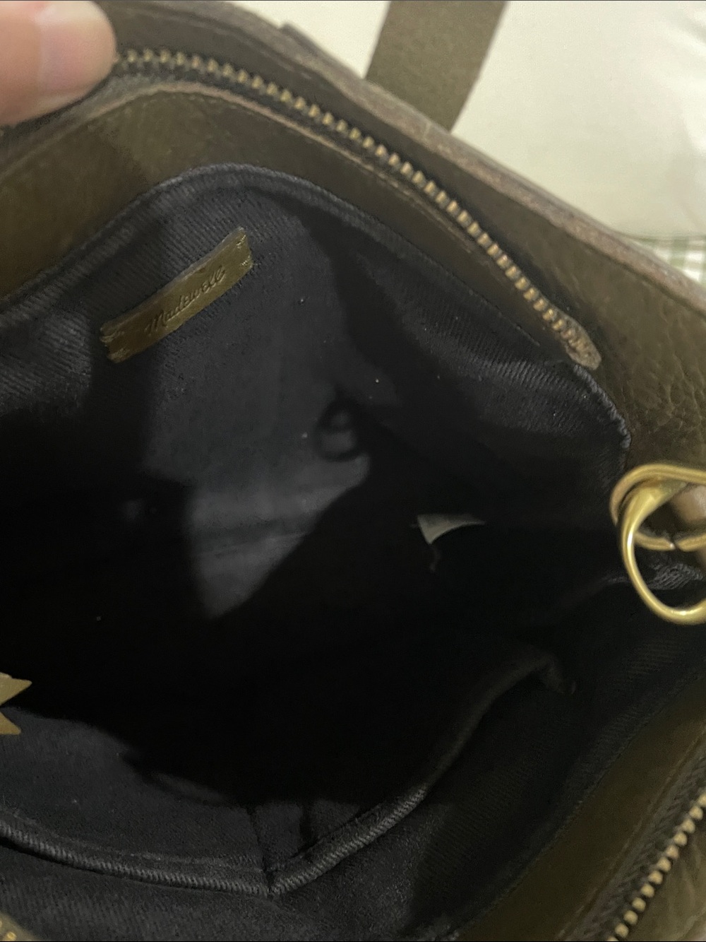 Madewell Olive Leather Tote with Center Suede Panel - Picture 8 of 8